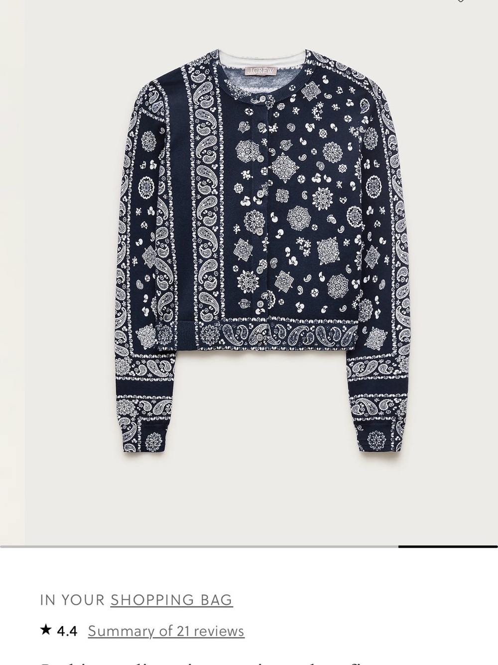 JCrew Jackie Cardigan in premium ultra-fine cotton